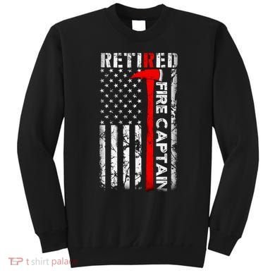 Retired Fire Captain Firefighter American Flag Sweatshirt