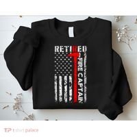 Retired Fire Captain Firefighter American Flag Sweatshirt thumb 2
