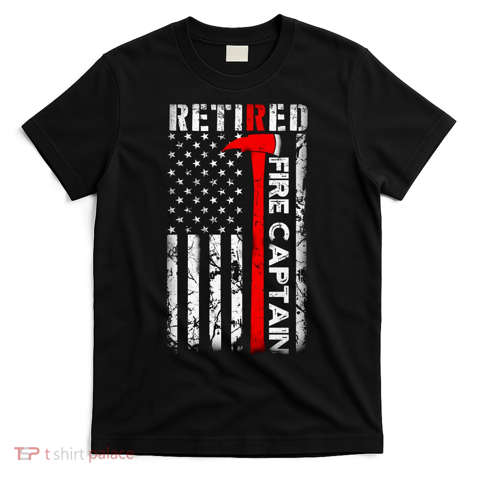 Retired Fire Captain Firefighter American Flag T-Shirt