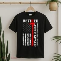 Retired Fire Captain Firefighter American Flag T-Shirt thumb 2