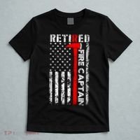 Retired Fire Captain Firefighter American Flag T-Shirt thumb 5