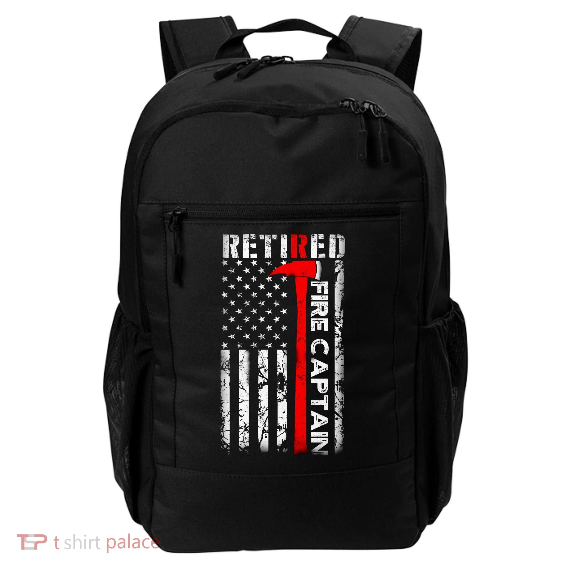Retired Fire Captain Firefighter American Flag Backpack