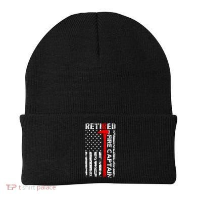 Retired Fire Captain Firefighter American Flag Beanie