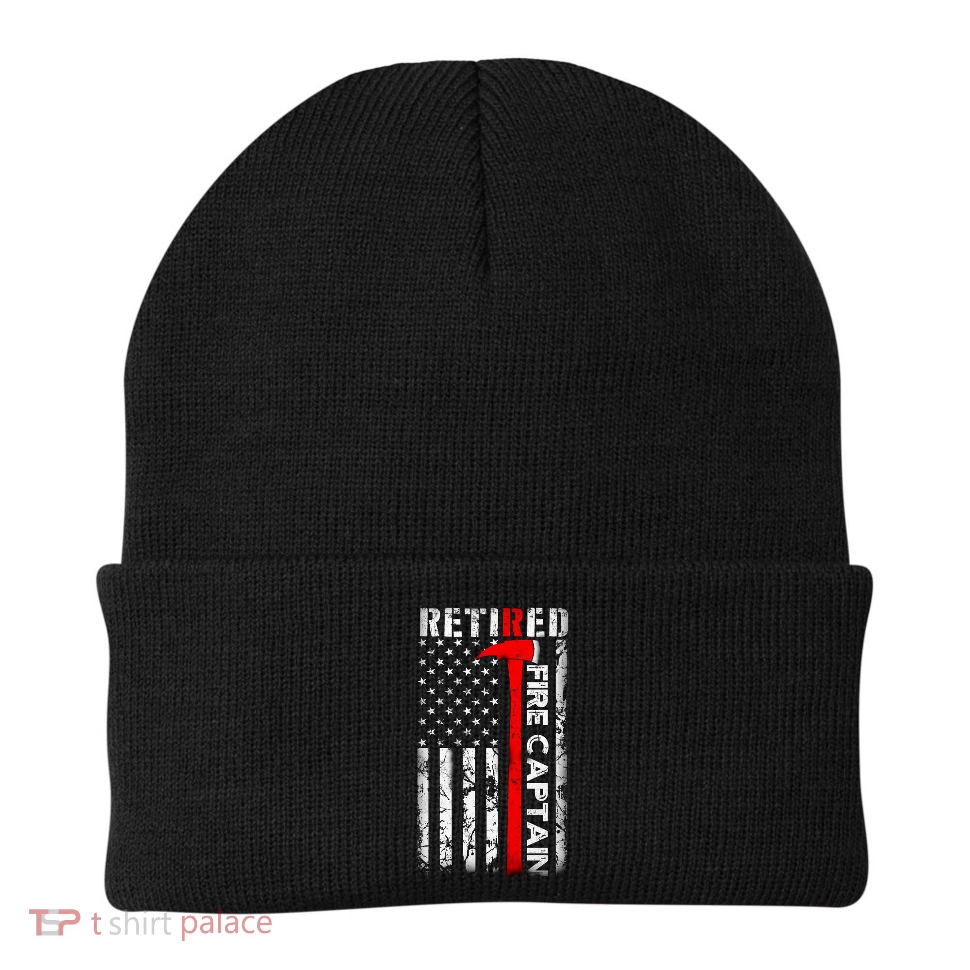 Retired Fire Captain Firefighter American Flag Beanie