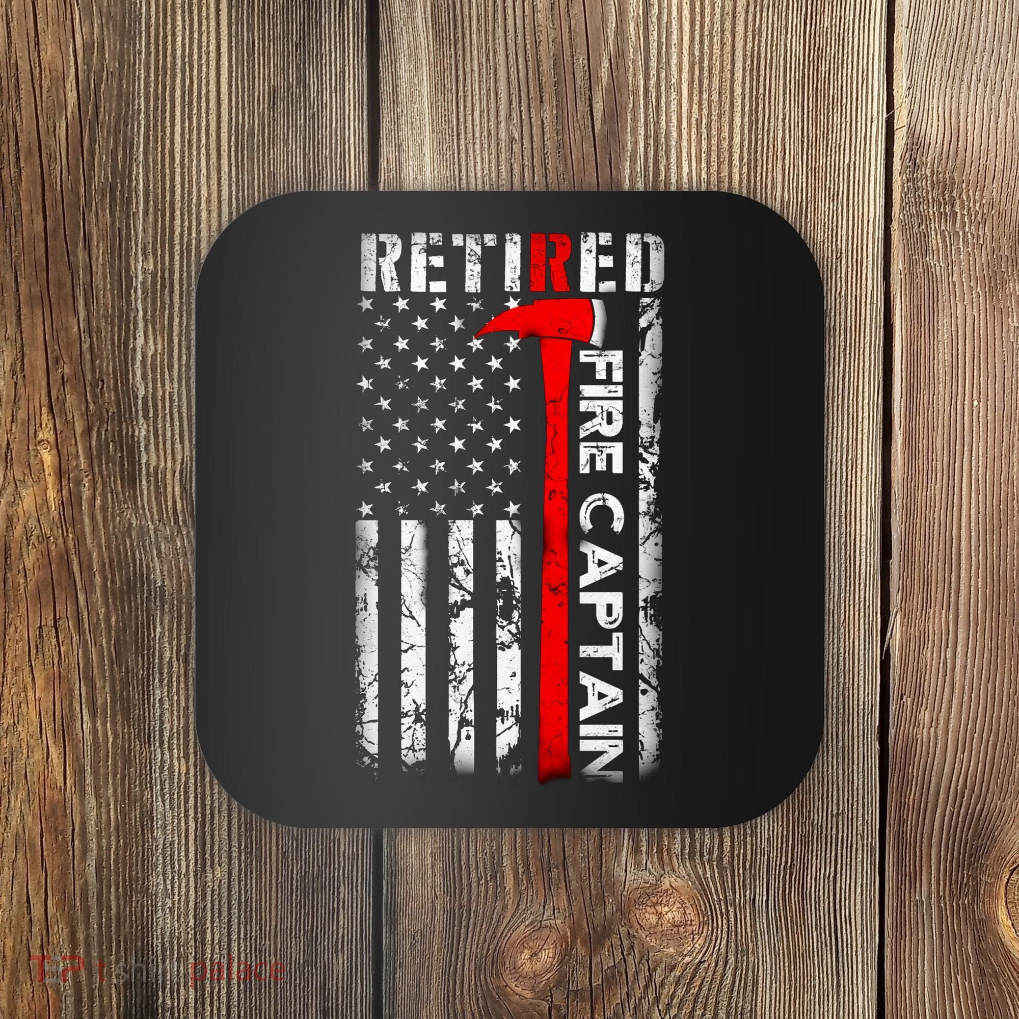 Retired Fire Captain Firefighter American Flag Coaster