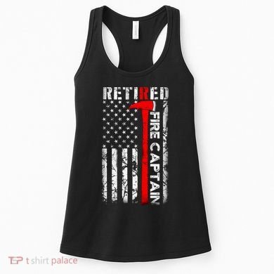 Retired Fire Captain Firefighter American Flag Women's Tank Top