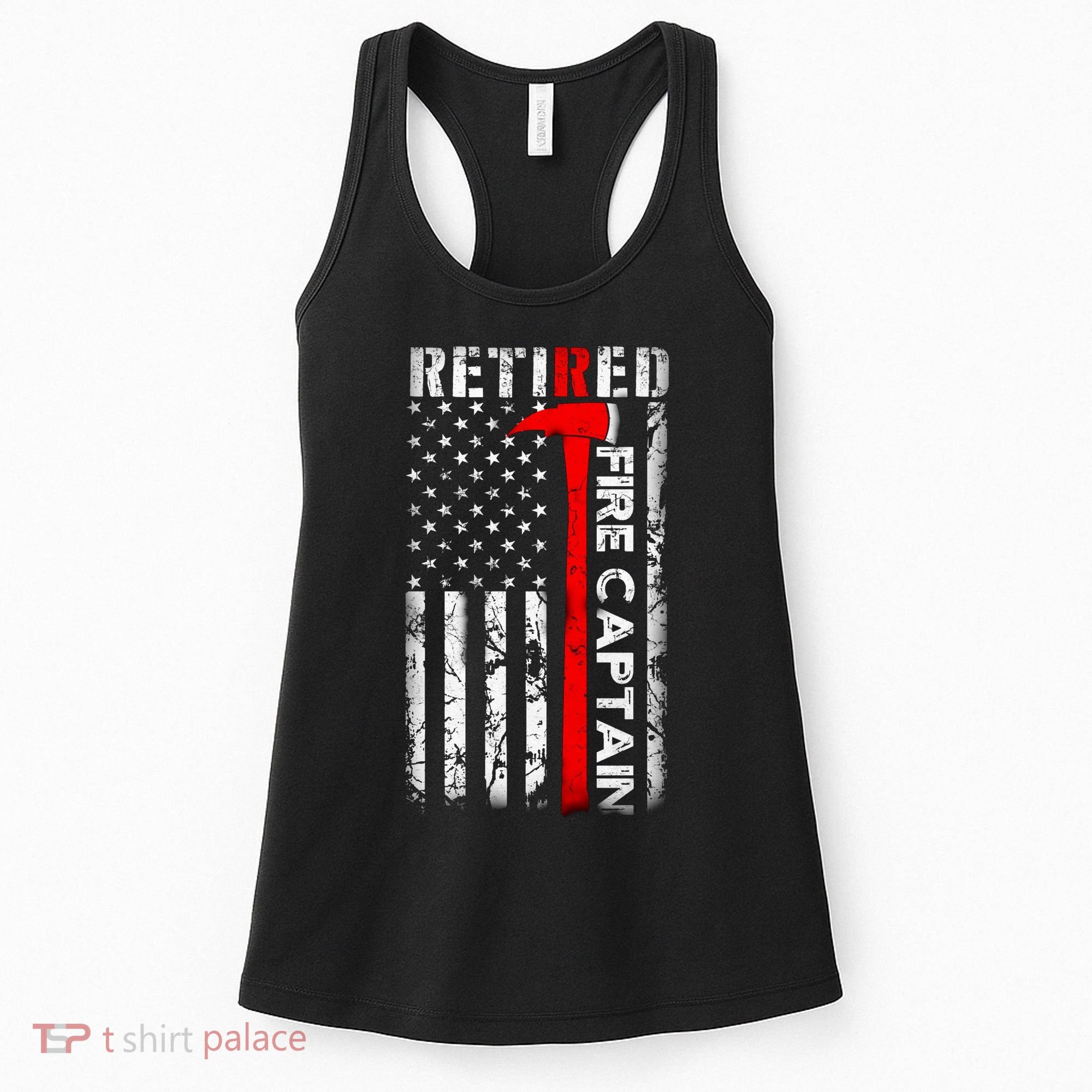 Retired Fire Captain Firefighter American Flag Women's Tank Top