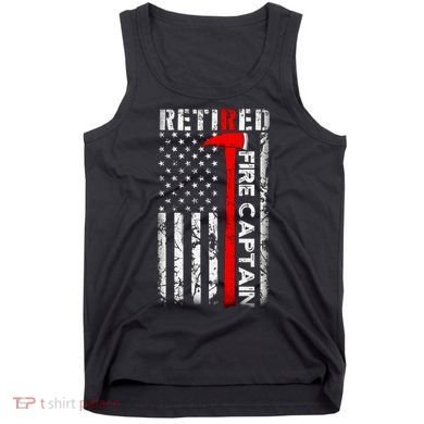 Retired Fire Captain Firefighter American Flag Tank Top
