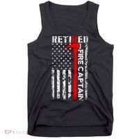 Retired Fire Captain Firefighter American Flag Tank Top thumb 0