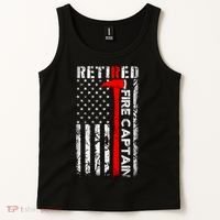 Retired Fire Captain Firefighter American Flag Tank Top thumb 2