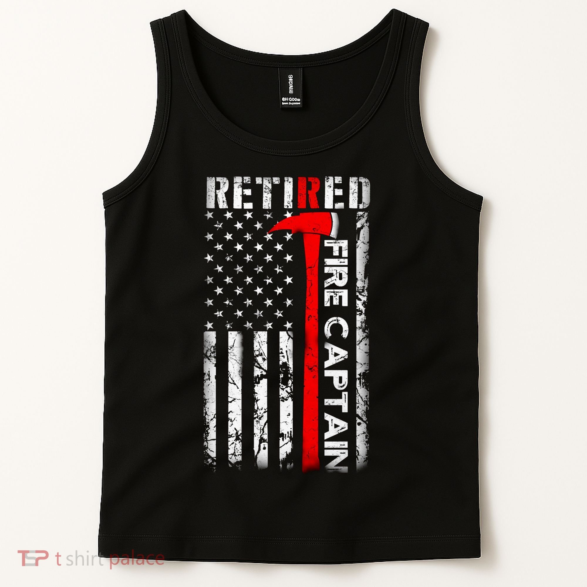 Retired Fire Captain Firefighter American Flag Tank Top