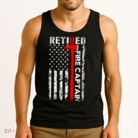 Retired Fire Captain Firefighter American Flag Tank Top thumb 3