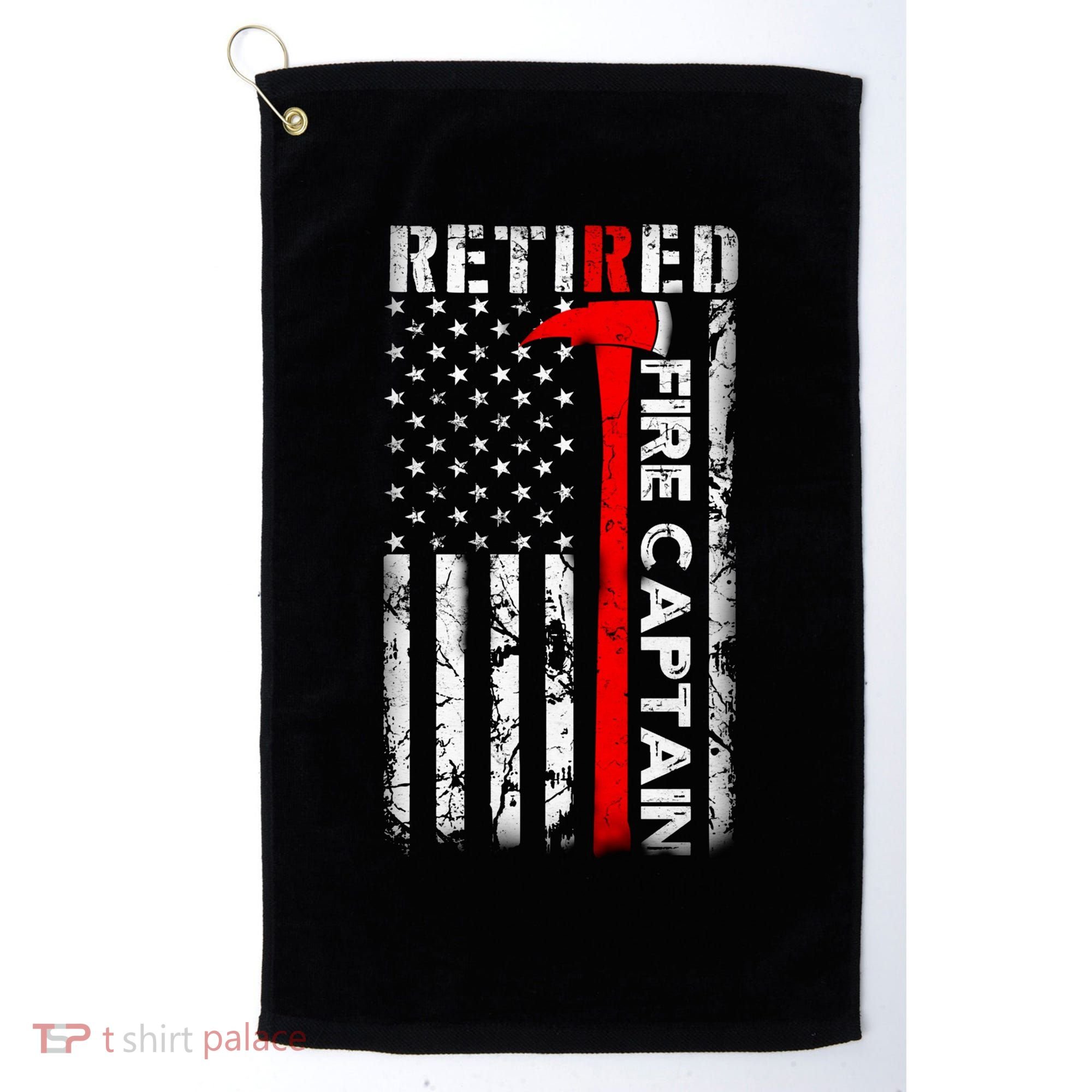 Retired Fire Captain Firefighter American Flag Golf Towel