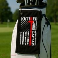 Retired Fire Captain Firefighter American Flag Golf Towel thumb 2