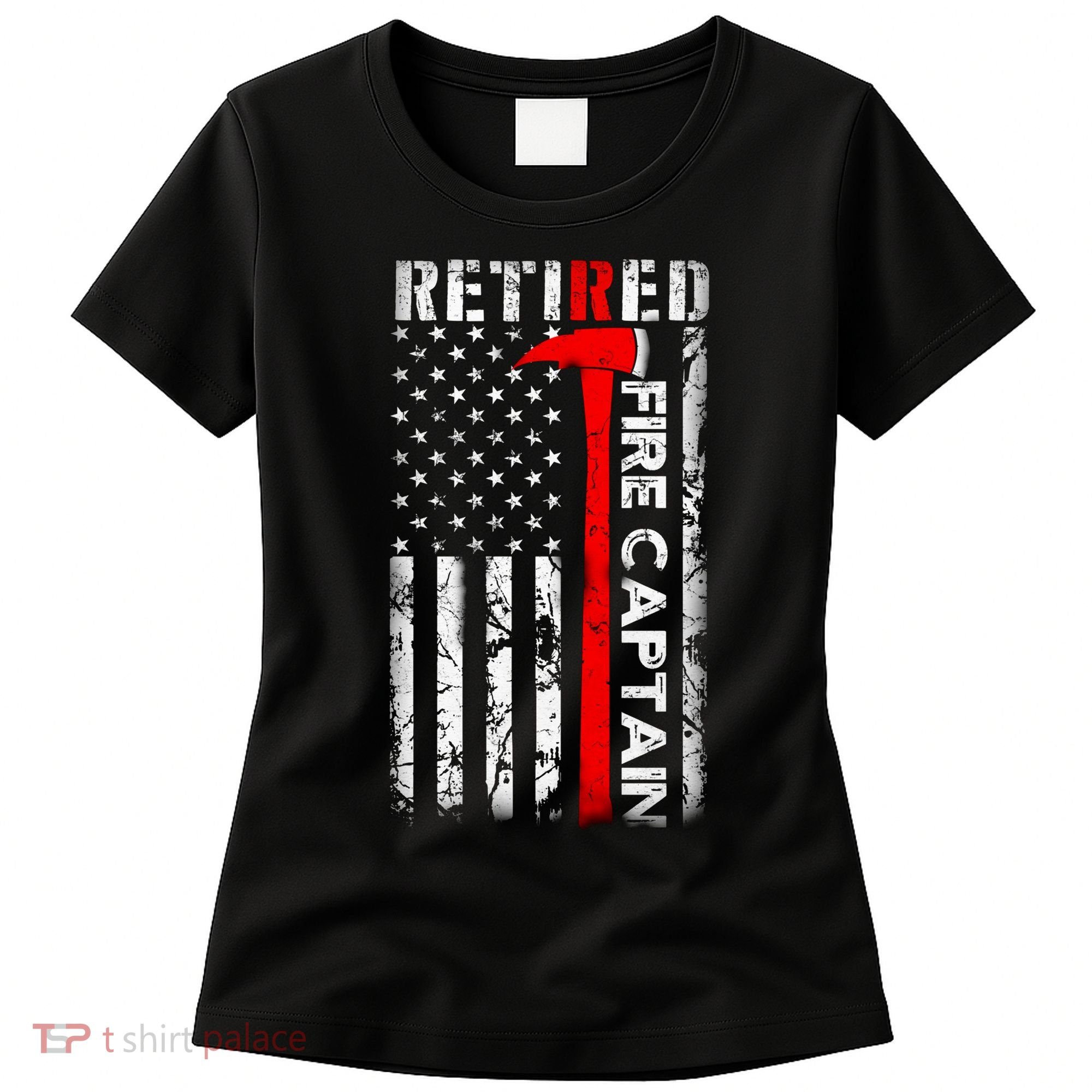 Retired Fire Captain Firefighter American Flag Women's T-Shirt