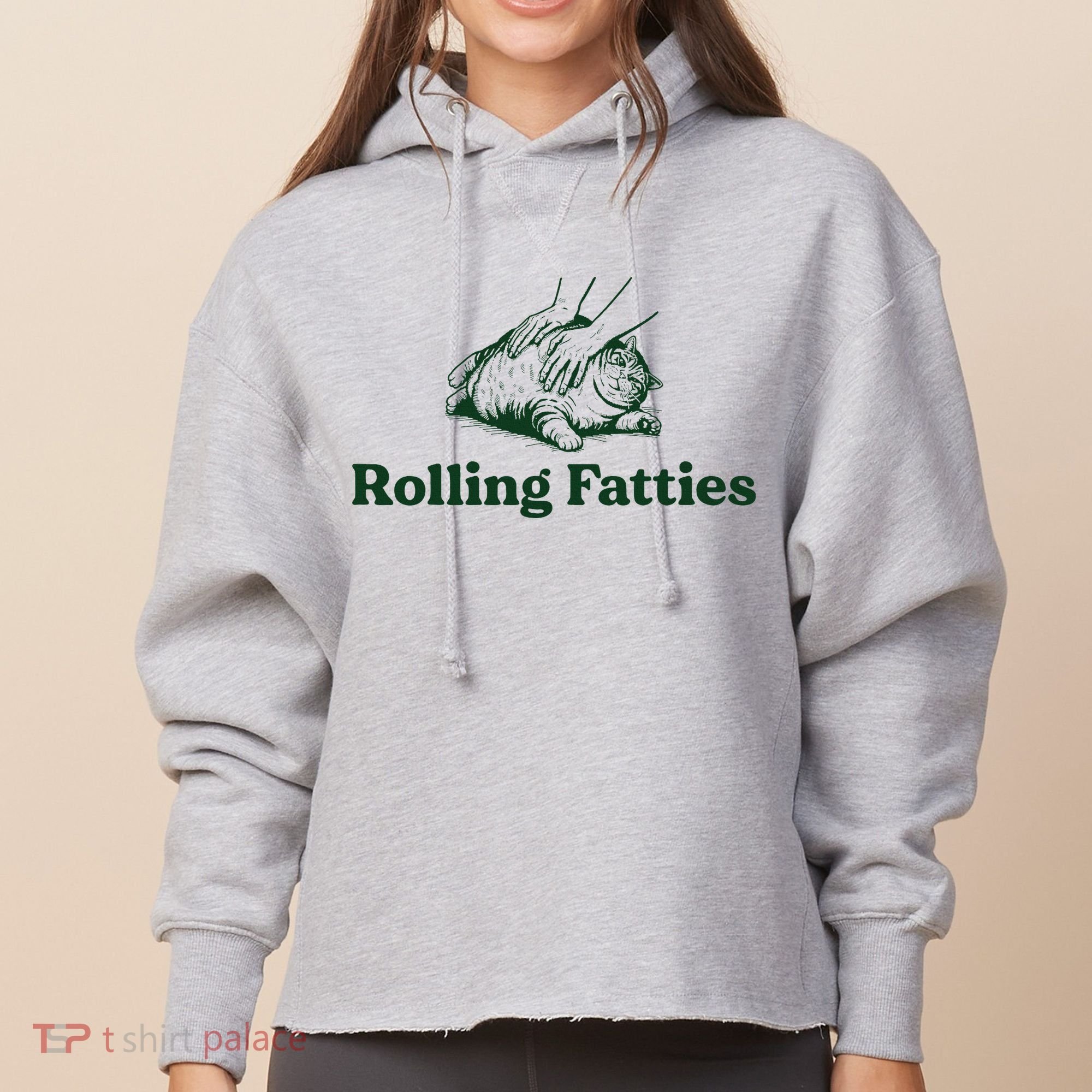 Rolling Fatties Cat Funny Cute Cat Lover Kitten Owner Kitty Ladies Heavyweight Boxy Pullover Hoodie