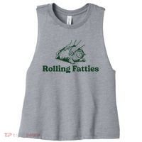 Rolling Fatties Cat Funny Cute Cat Lover Kitten Owner Kitty Women's Racerback Cropped Tank thumb 0