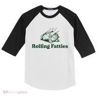 Rolling Fatties Cat Funny Cute Cat Lover Kitten Owner Kitty Kids Colorblock Raglan Jersey thumb 0