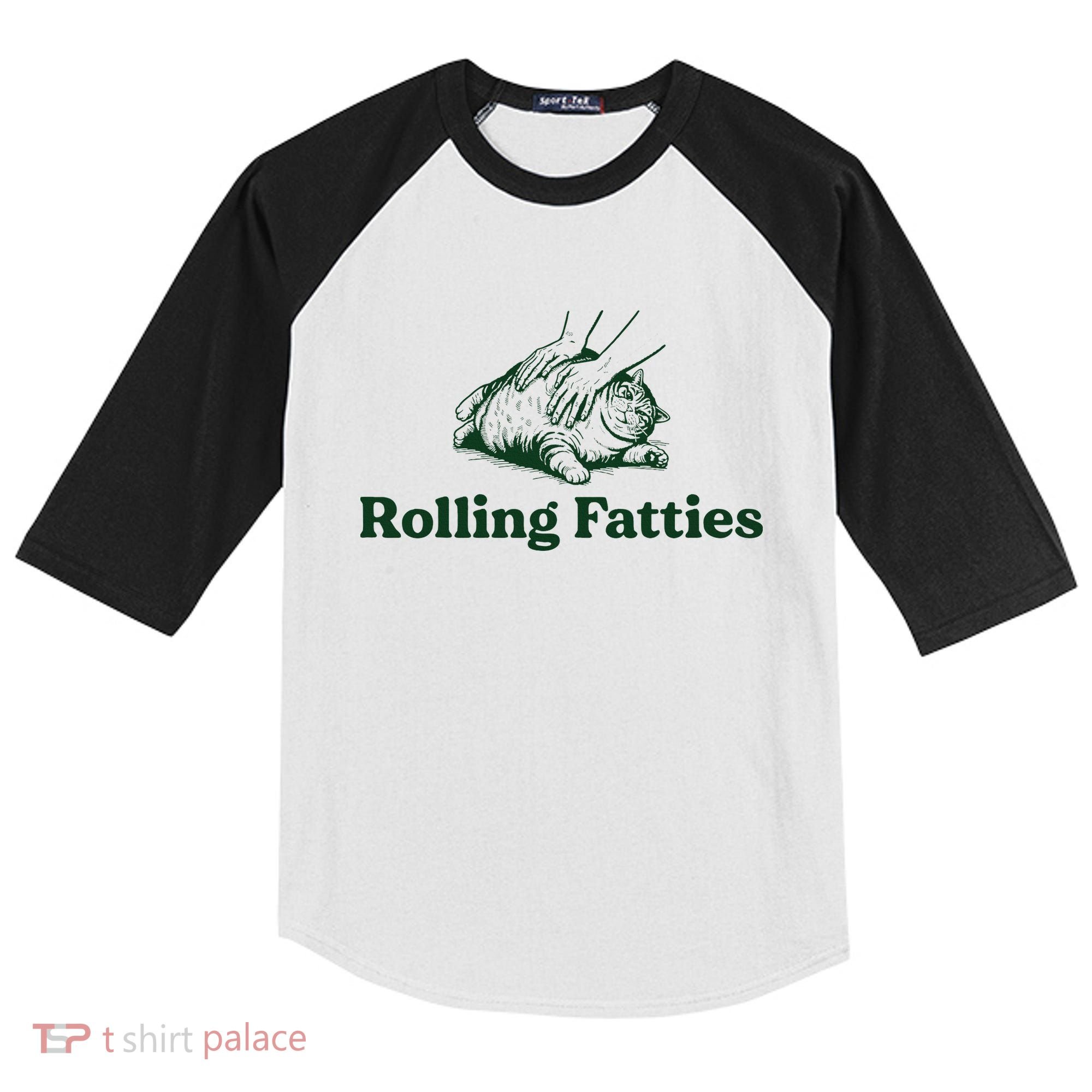 Rolling Fatties Cat Funny Cute Cat Lover Kitten Owner Kitty Kids Colorblock Raglan Jersey