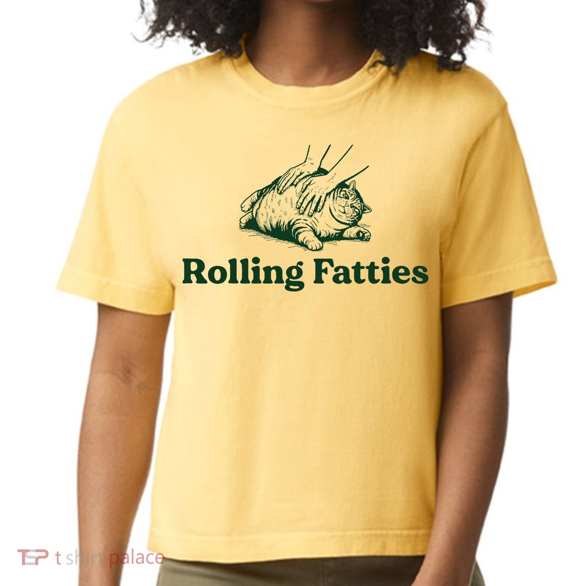 Rolling Fatties Cat Funny Cute Cat Lover Kitten Owner Kitty Comfort Colors Boxy T-Shirt
