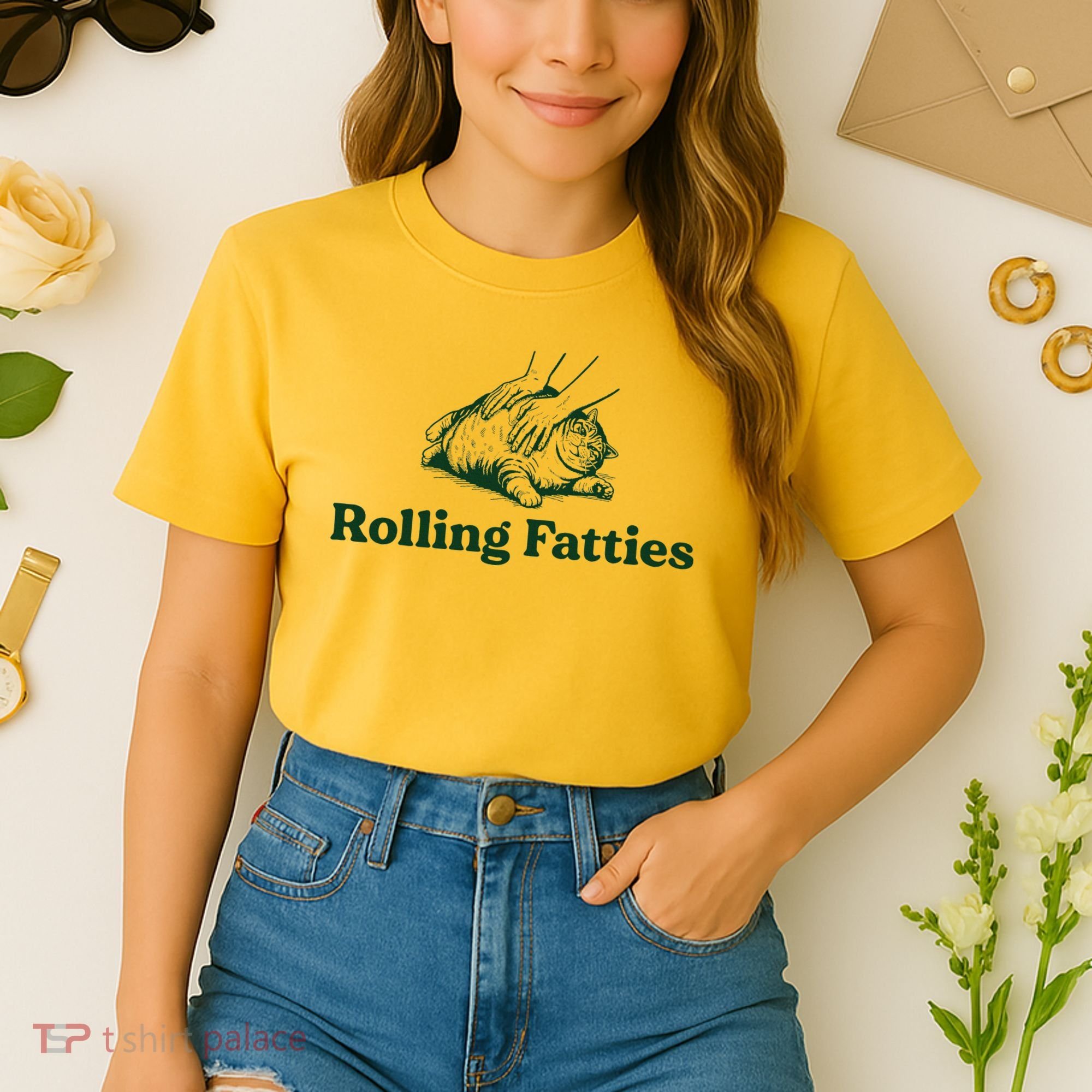 Rolling Fatties Cat Funny Cute Cat Lover Kitten Owner Kitty Comfort Colors Boxy T-Shirt