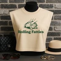 Rolling Fatties Cat Funny Cute Cat Lover Kitten Owner Kitty Garment-Dyed Women's Muscle Tee thumb 3