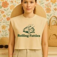 Rolling Fatties Cat Funny Cute Cat Lover Kitten Owner Kitty Garment-Dyed Women's Muscle Tee thumb 4