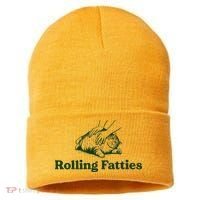 Rolling Fatties Cat Funny Cute Cat Lover Kitten Owner Kitty Sustainable Knit Beanie thumb 0