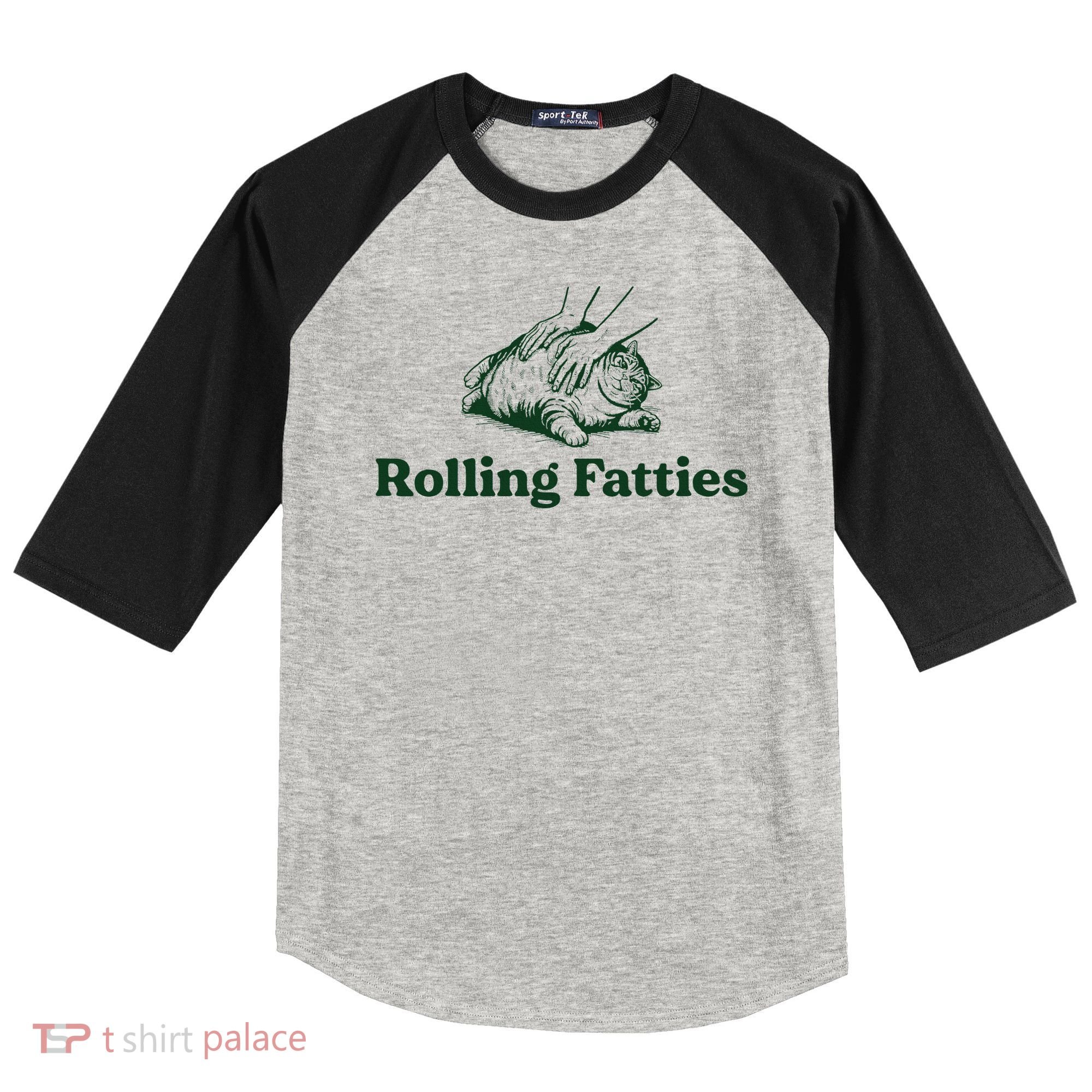 Rolling Fatties Cat Funny Cute Cat Lover Kitten Owner Kitty Raglan Baseball Sleeve Shirt
