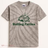 Rolling Fatties Cat Funny Cute Cat Lover Kitten Owner Kitty Kids Tie-Dye T-Shirt thumb 0