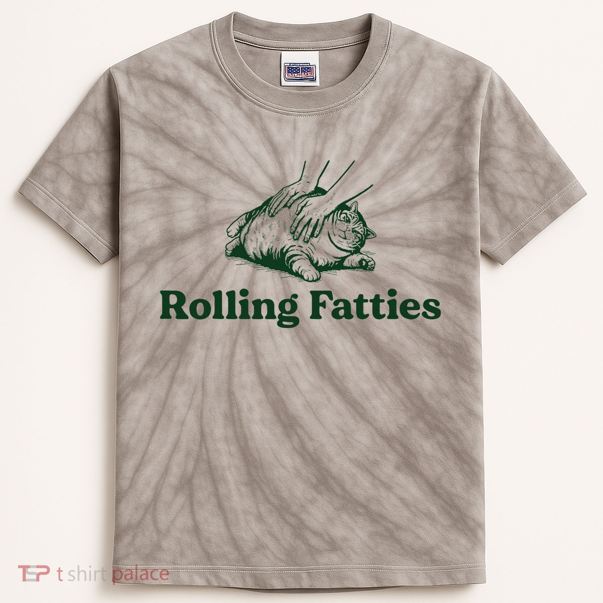 Rolling Fatties Cat Funny Cute Cat Lover Kitten Owner Kitty Kids Tie-Dye T-Shirt