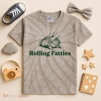Rolling Fatties Cat Funny Cute Cat Lover Kitten Owner Kitty Kids Tie-Dye T-Shirt thumb 2