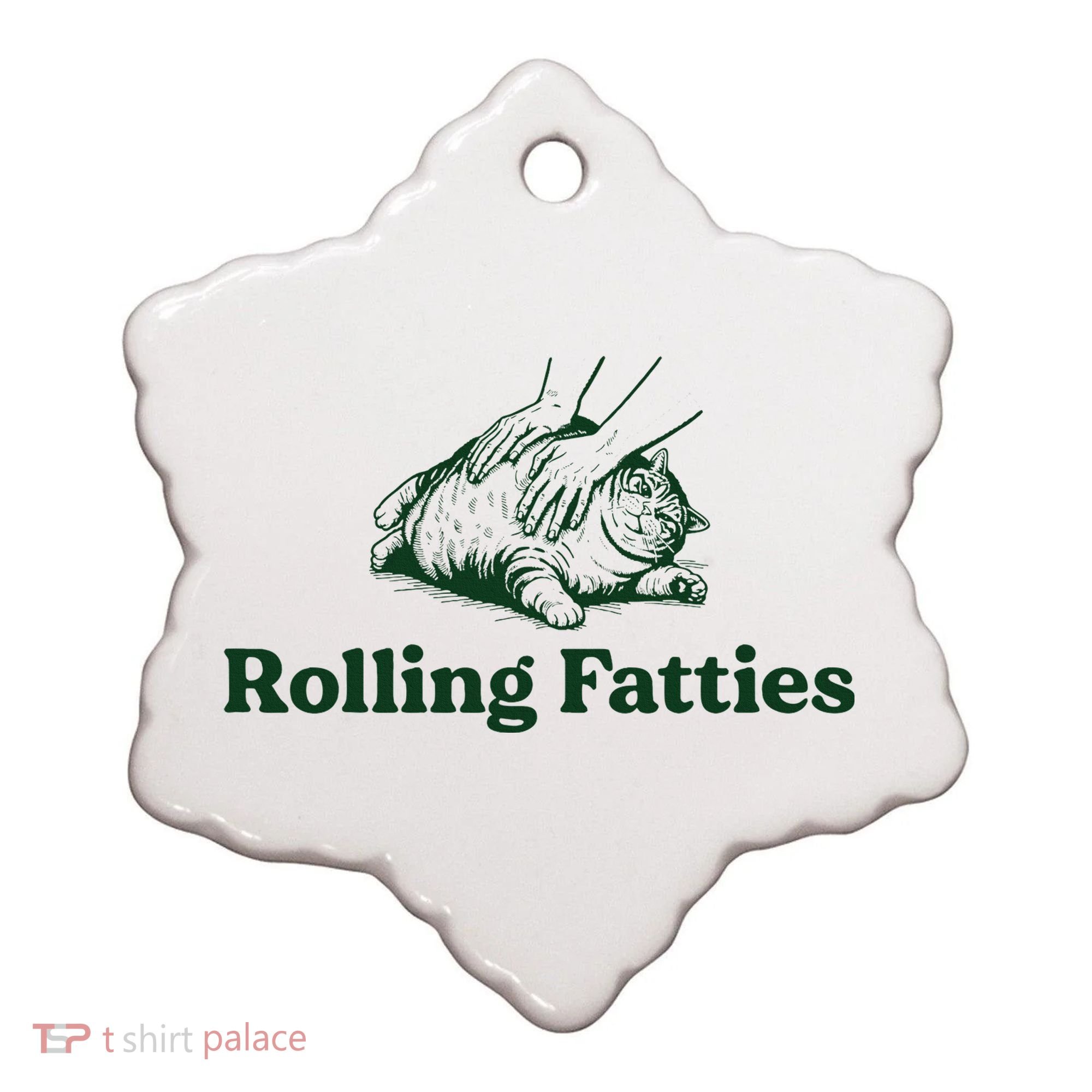 Rolling Fatties Cat Funny Cute Cat Lover Kitten Owner Kitty Ceramic Ornament