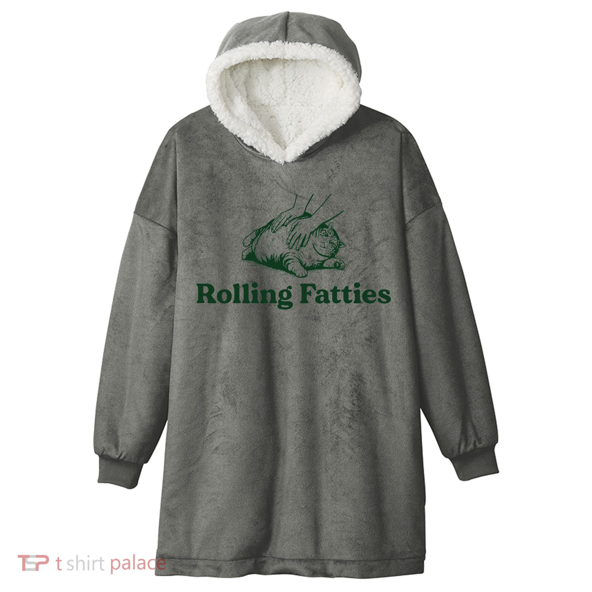 Rolling Fatties Cat Funny Cute Cat Lover Kitten Owner Kitty Hooded Wearable Blanket