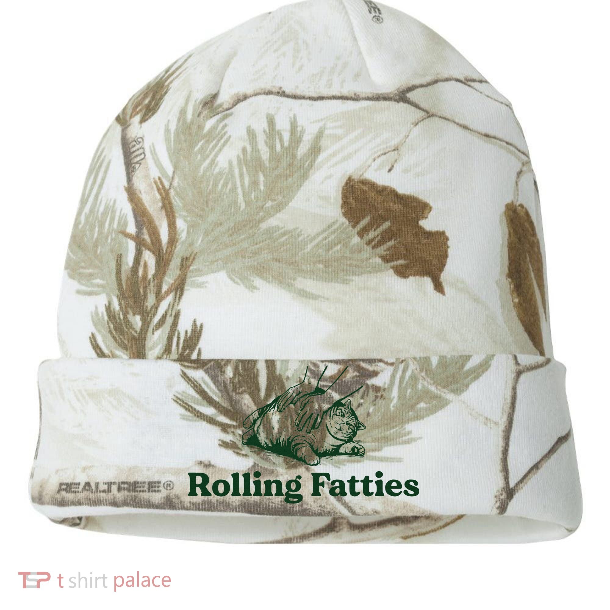 Rolling Fatties Cat Funny Cute Cat Lover Kitten Owner Kitty Kati Licensed 12" Camo Cuffed Beanie