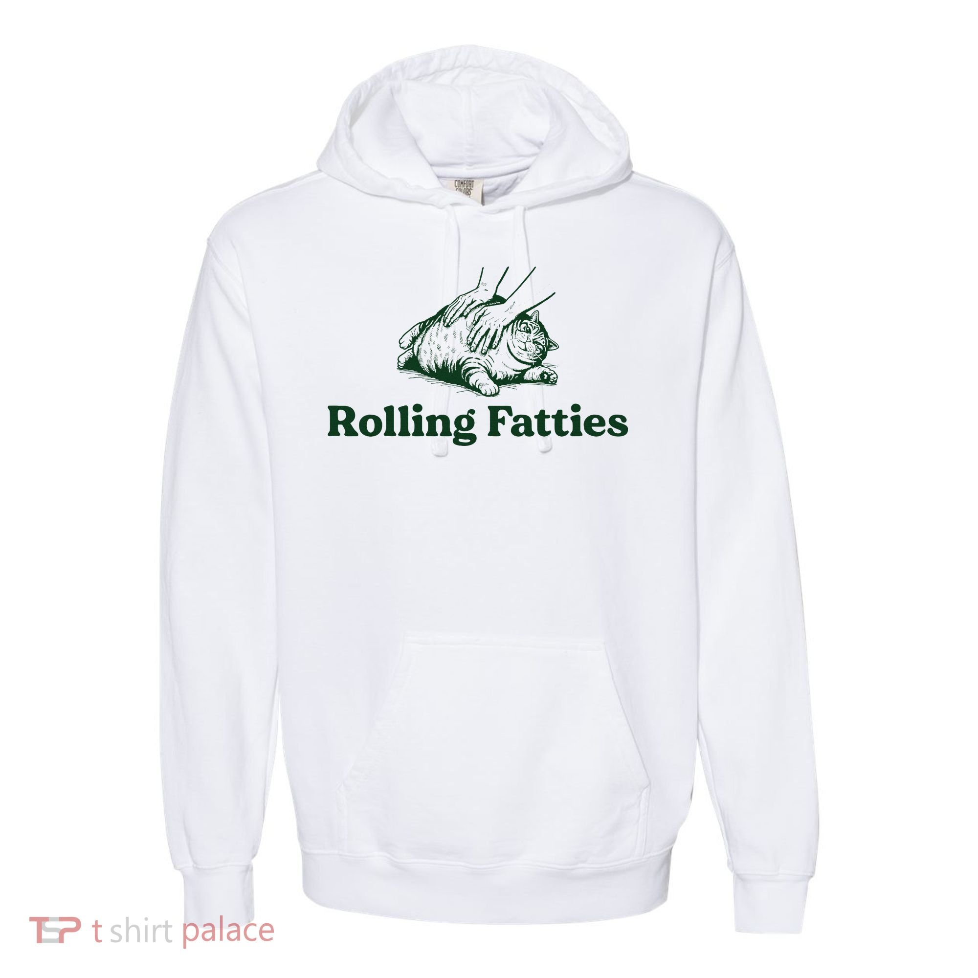Rolling Fatties Cat Funny Cute Cat Lover Kitten Owner Kitty Comfort Colors Garment-Dyed Hooded Sweatshirt