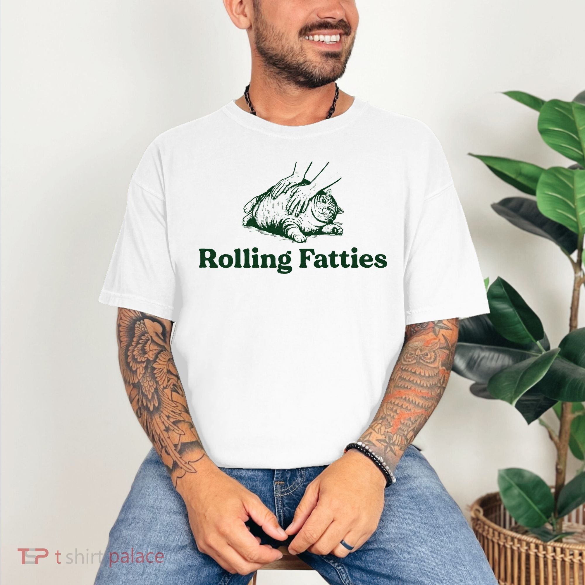 Rolling Fatties Cat Funny Cute Cat Lover Kitten Owner Kitty Comfort Colors T-Shirt