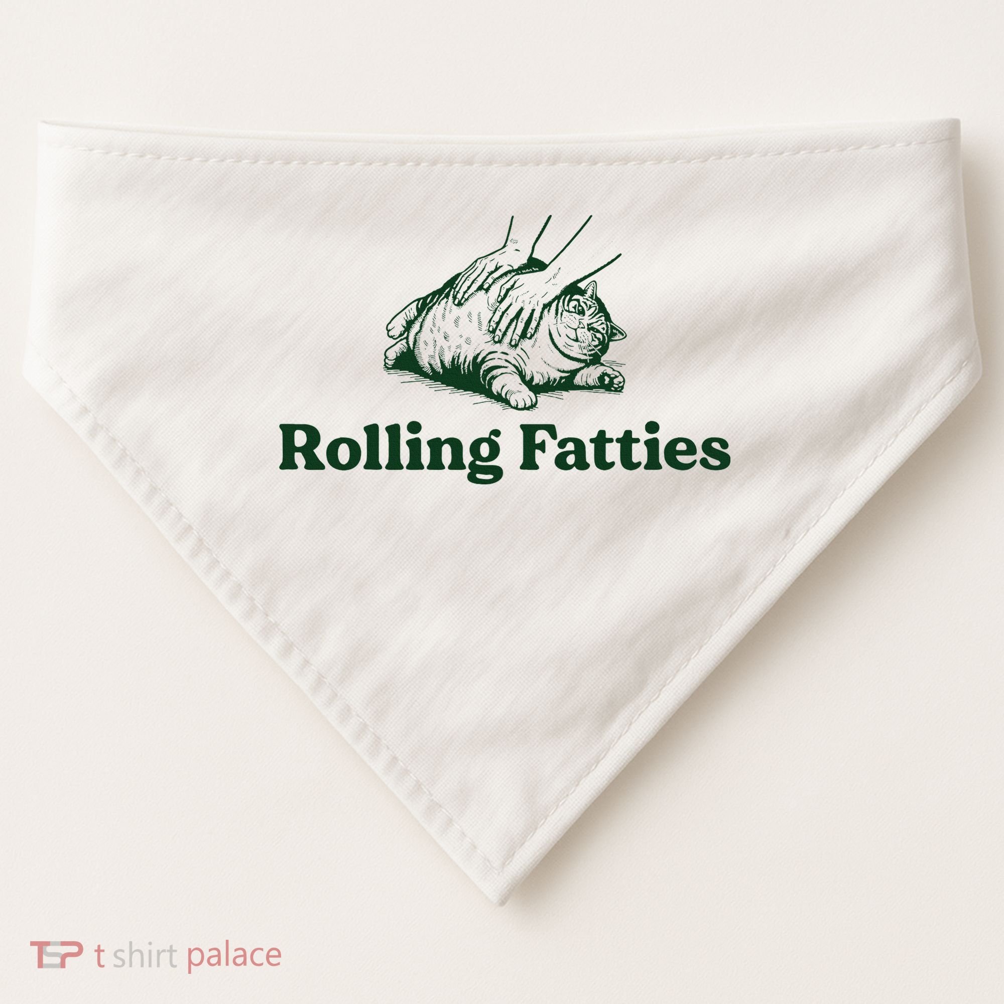 Rolling Fatties Cat Funny Cute Cat Lover Kitten Owner Kitty USA-Made Doggie Bandana