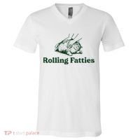 Rolling Fatties Cat Funny Cute Cat Lover Kitten Owner Kitty V-Neck T-Shirt thumb 0