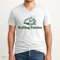 Rolling Fatties Cat Funny Cute Cat Lover Kitten Owner Kitty V-Neck T-Shirt thumb 2