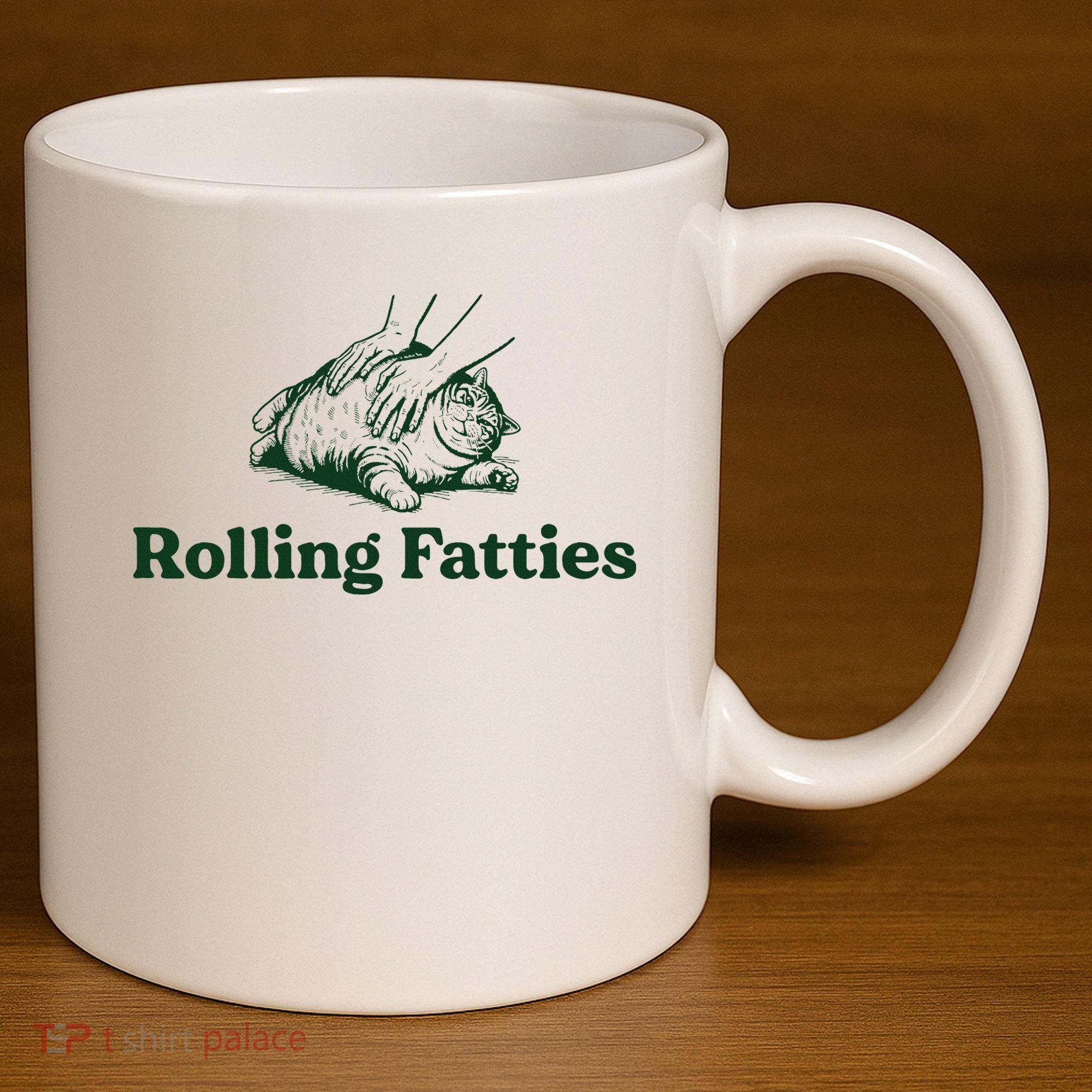Rolling Fatties Cat Funny Cute Cat Lover Kitten Owner Kitty 11oz C Handle Ceramic Mug
