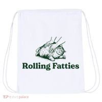 Rolling Fatties Cat Funny Cute Cat Lover Kitten Owner Kitty Drawstring Bag thumb 0
