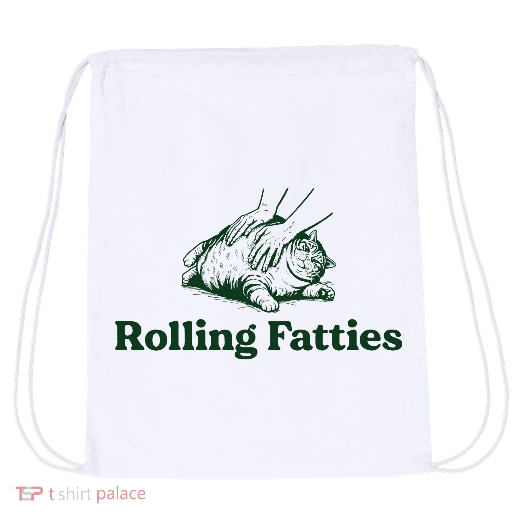 Rolling Fatties Cat Funny Cute Cat Lover Kitten Owner Kitty Drawstring Bag