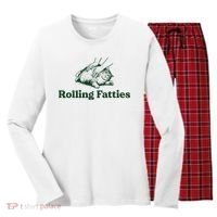 Rolling Fatties Cat Funny Cute Cat Lover Kitten Owner Kitty Women's Long Sleeve Flannel Pajama Set  thumb 0