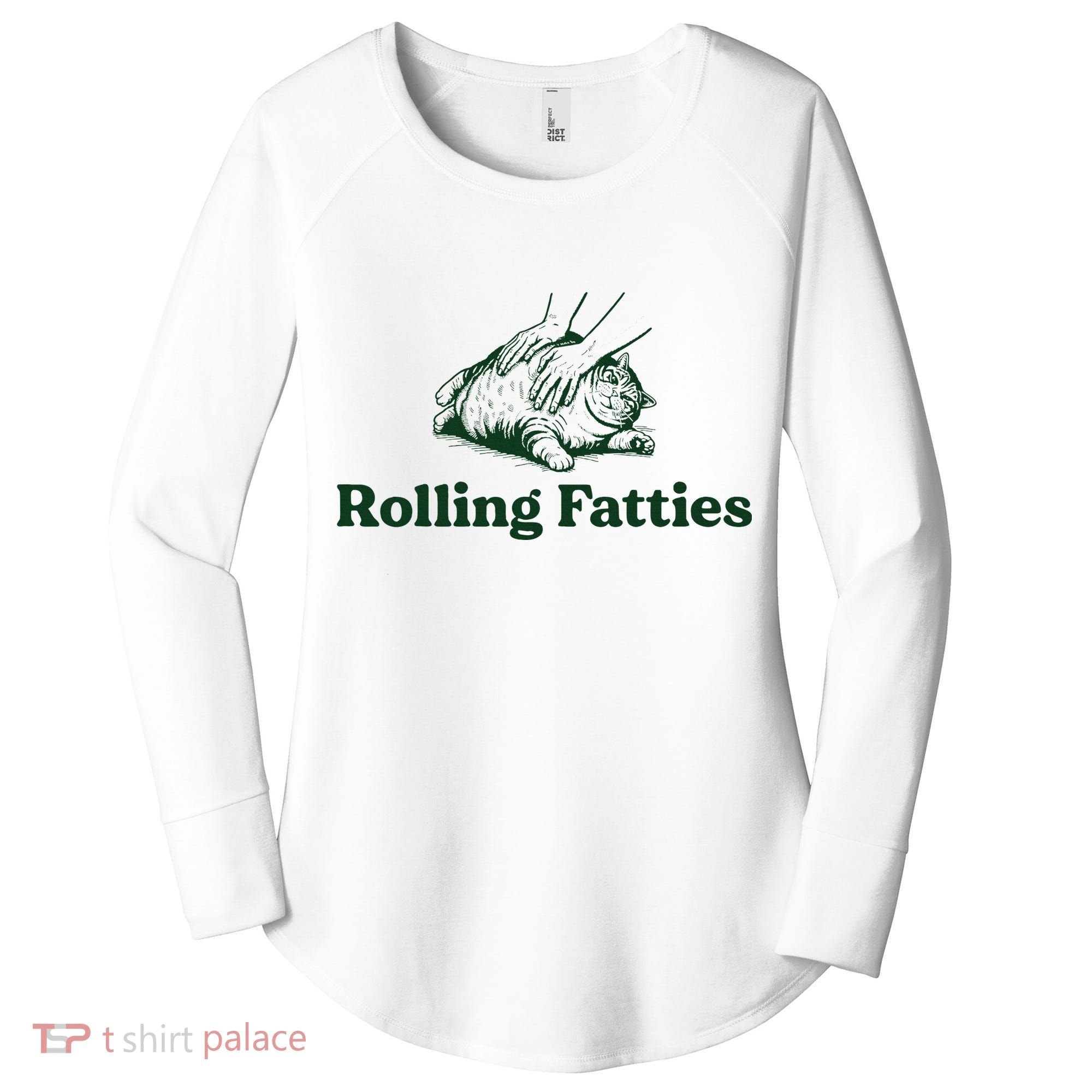 Rolling Fatties Cat Funny Cute Cat Lover Kitten Owner Kitty Women's Perfect Tri Tunic Long Sleeve Shirt