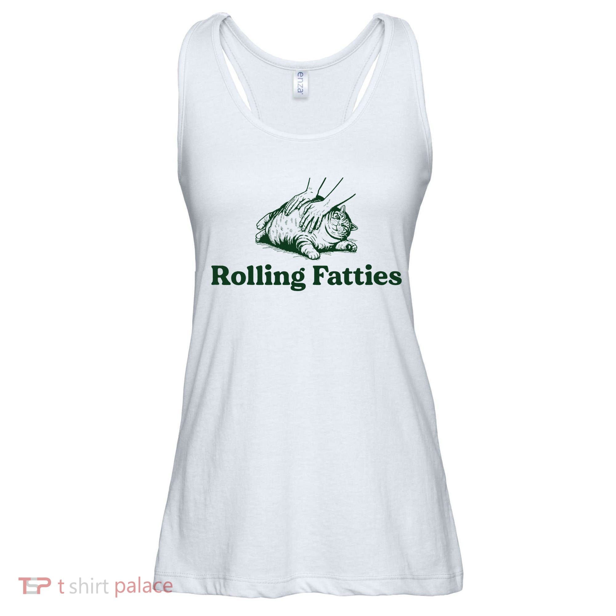 Rolling Fatties Cat Funny Cute Cat Lover Kitten Owner Kitty Ladies Essential Flowy Tank