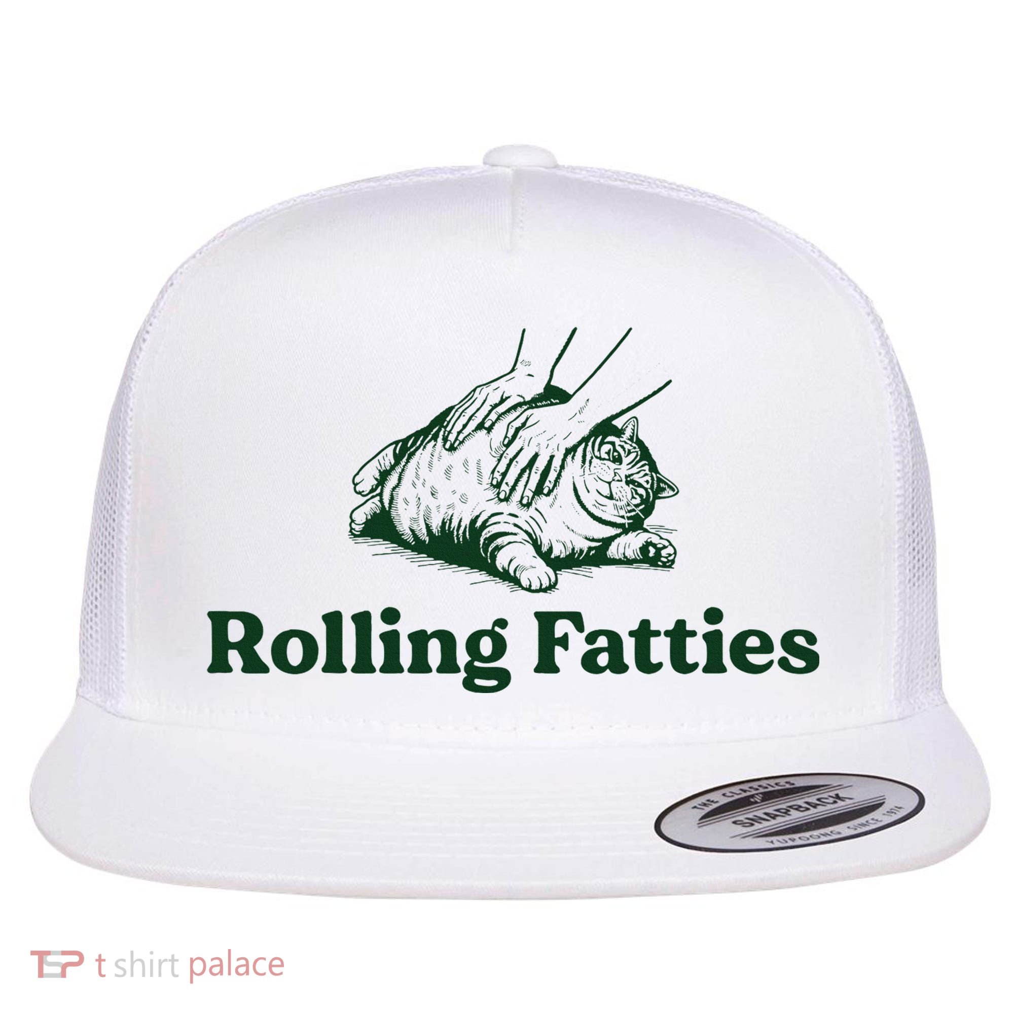 Rolling Fatties Cat Funny Cute Cat Lover Kitten Owner Kitty Flat Bill Trucker Hat