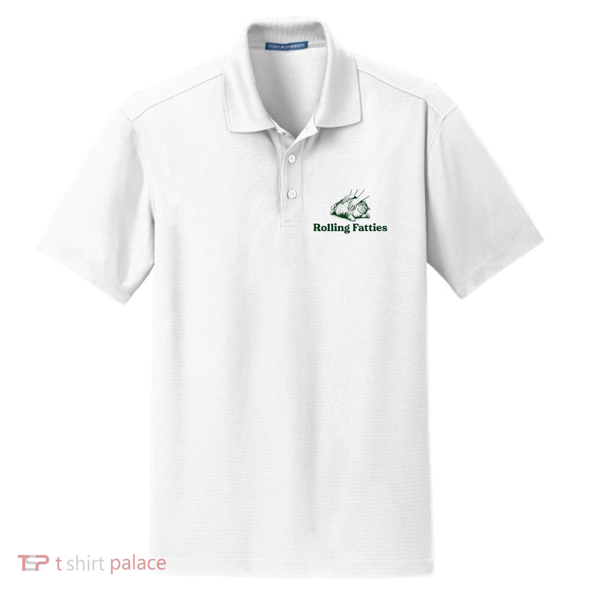 Rolling Fatties Cat Funny Cute Cat Lover Kitten Owner Kitty Dry Zone Grid Polo