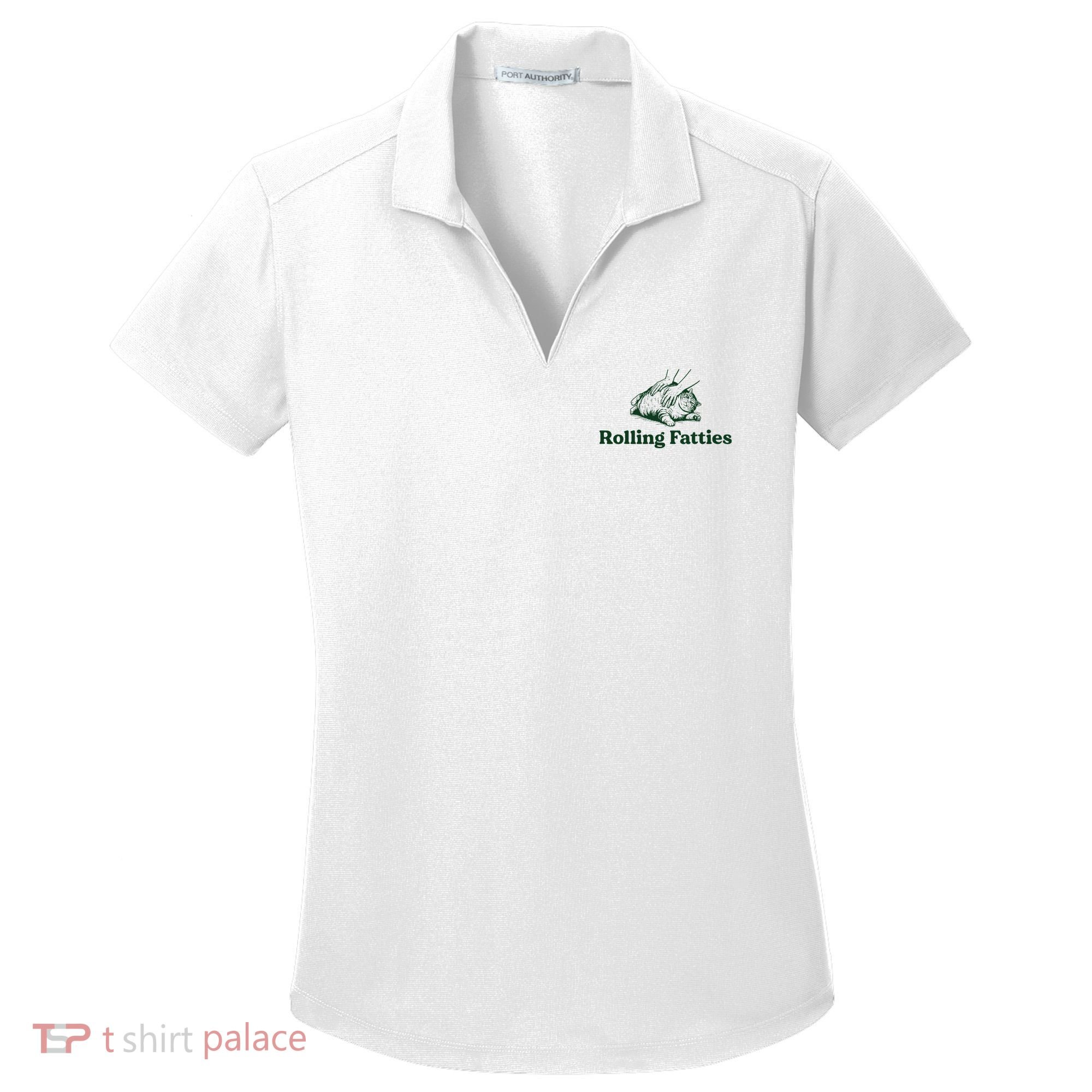 Rolling Fatties Cat Funny Cute Cat Lover Kitten Owner Kitty Women's Dry Zone Grid Polo