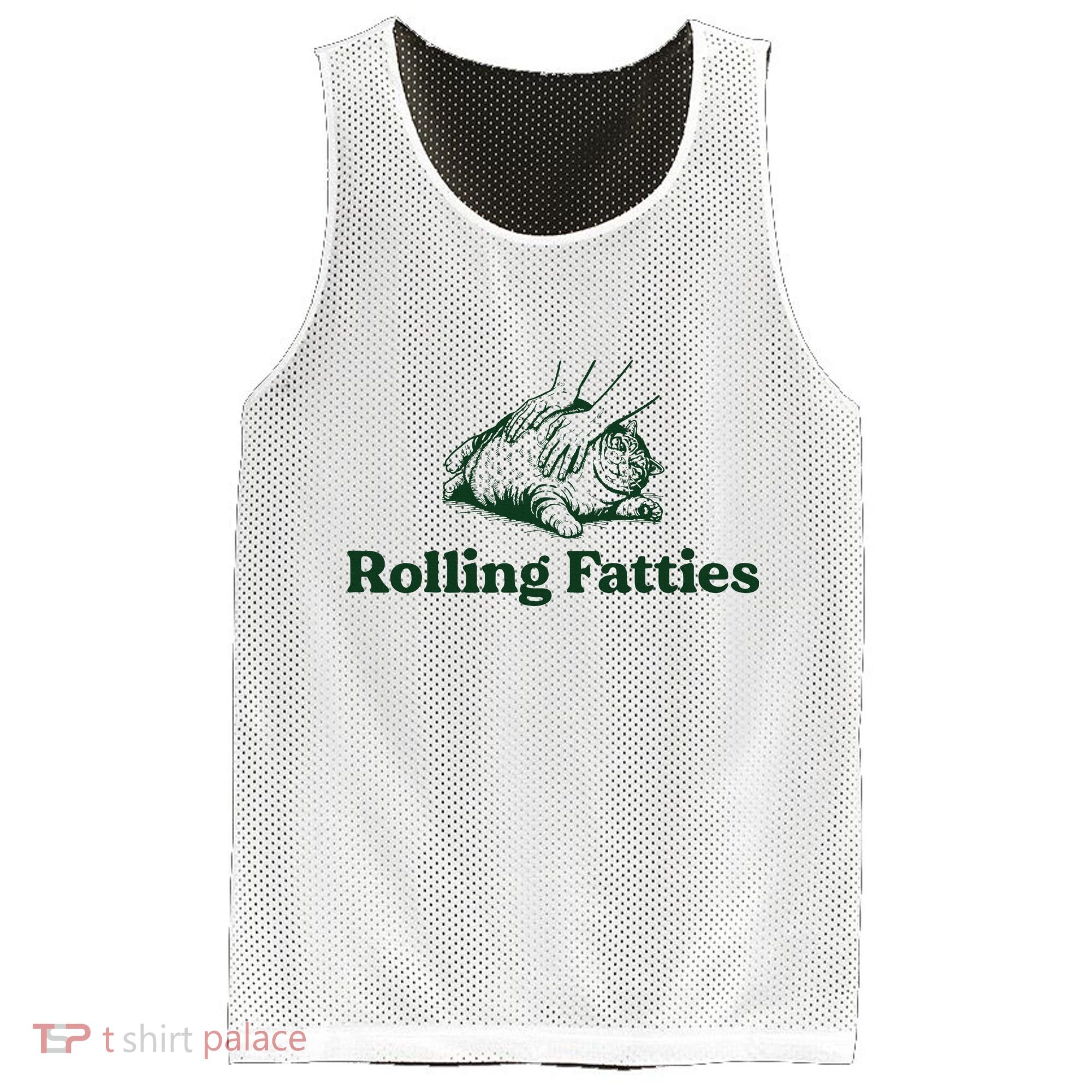 Rolling Fatties Cat Funny Cute Cat Lover Kitten Owner Kitty Mesh Reversible Basketball Jersey Tank